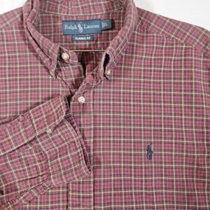 Ralph Lauren Shirt Mens Large Red Plaid Classic Fit Button Down Casual